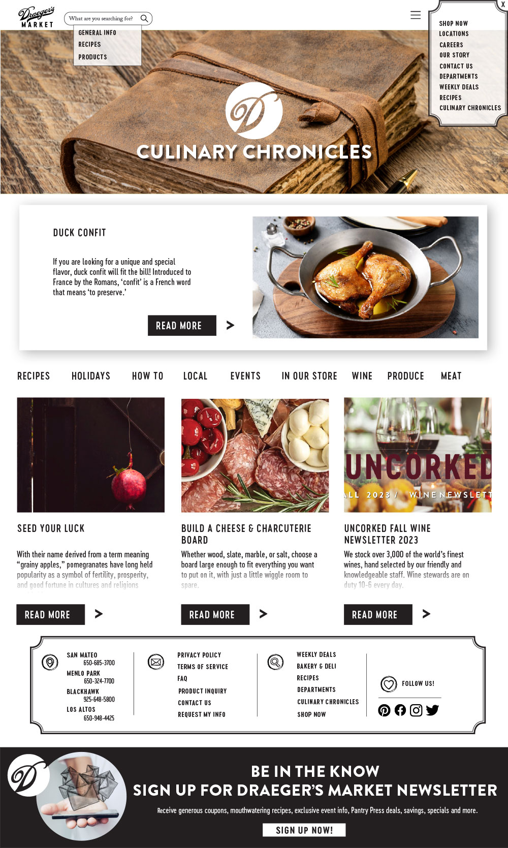 Culinary Chronicles Blog landing page mockup