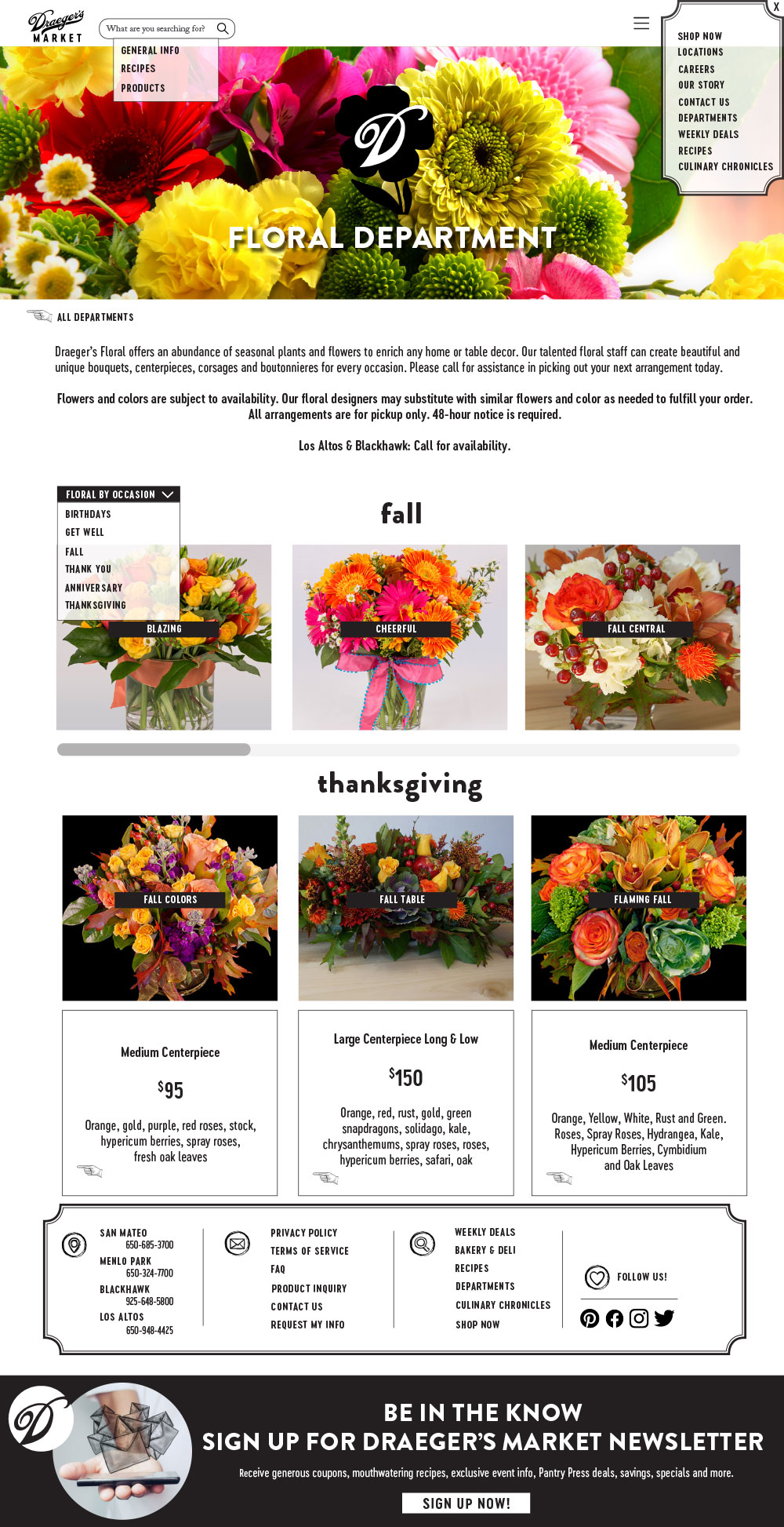 Floral Inventory Landing page mockup