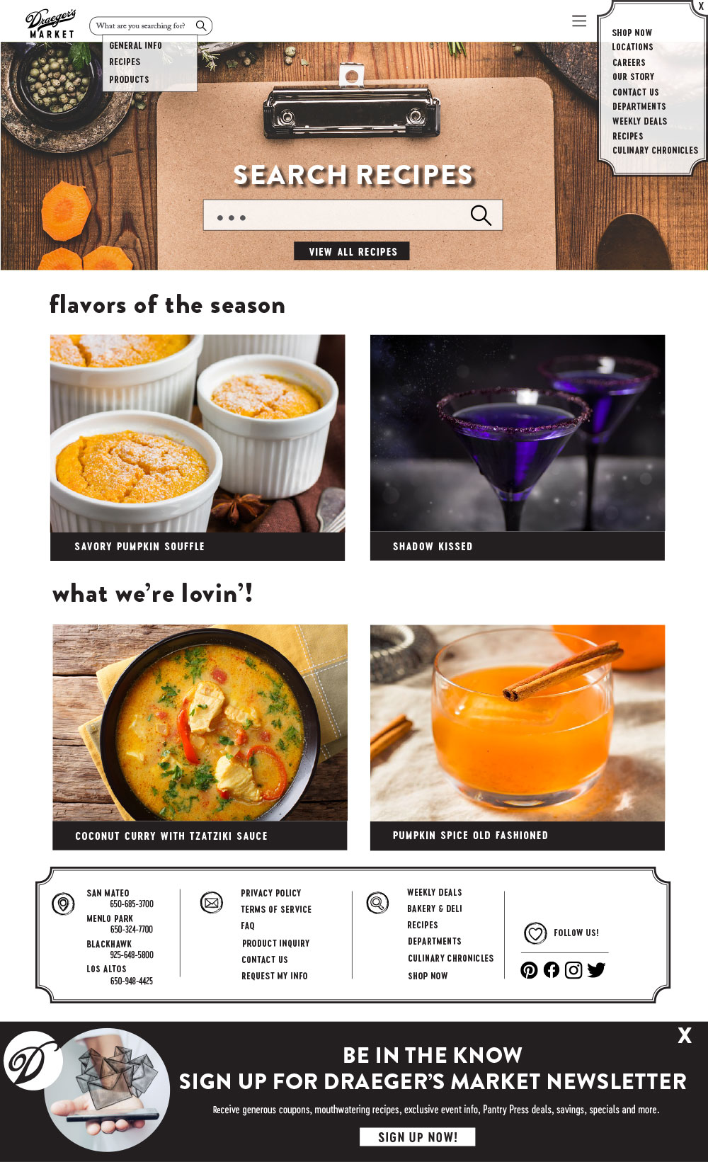 Recipe Landing page mockup